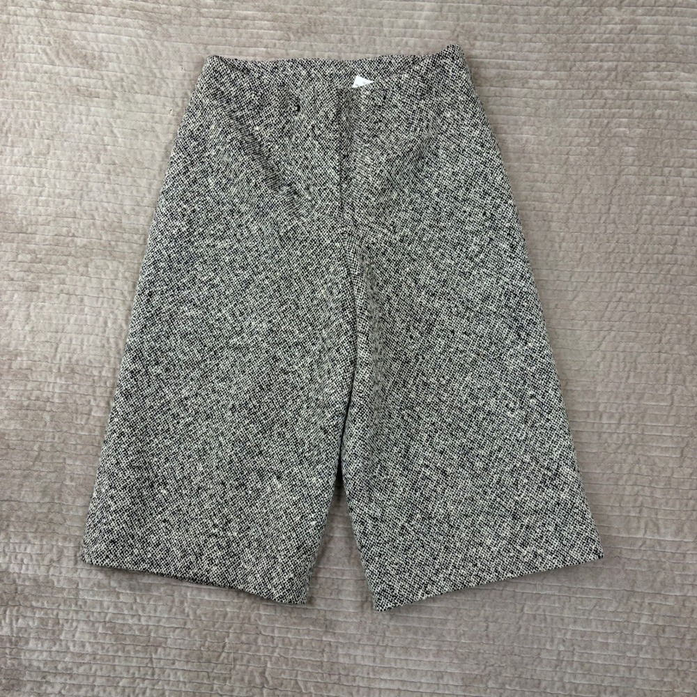 Cami International Wool Tweed Wide Leg Culottes Black White Salt Pepper Shorts 6